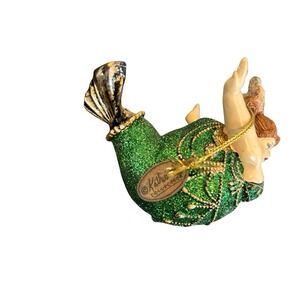 Katherine's Collection Vintage Chubby Mermaid Green Glitter Christmas Ornament